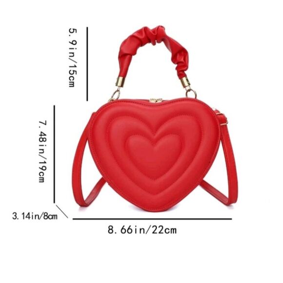 Red Heart Shaped Crossbody Bag, Y2K Novelty Shoulder Bag, Purse, Tote - Picture 12 of 12